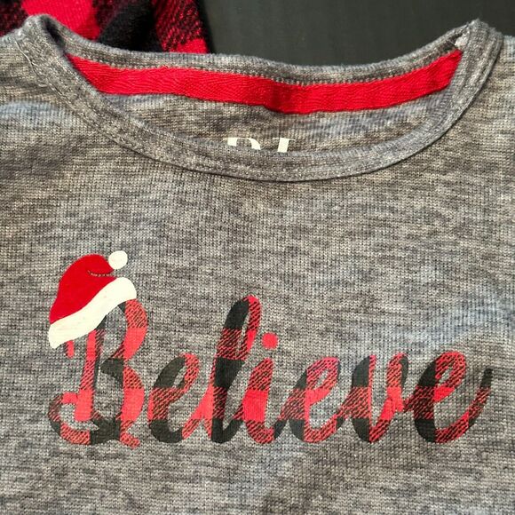 PJ Essentials Sleepwear "Believe" Christmas Gray/Red Plaid Pajama Set. Youth 4T - Picture 2 of 8